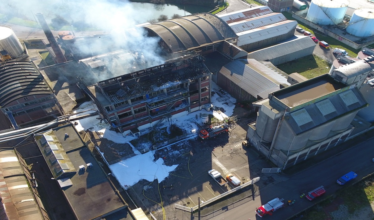 Explosion à l'usine Saipol le 17 février 2018 - Crédit: Sdis76
