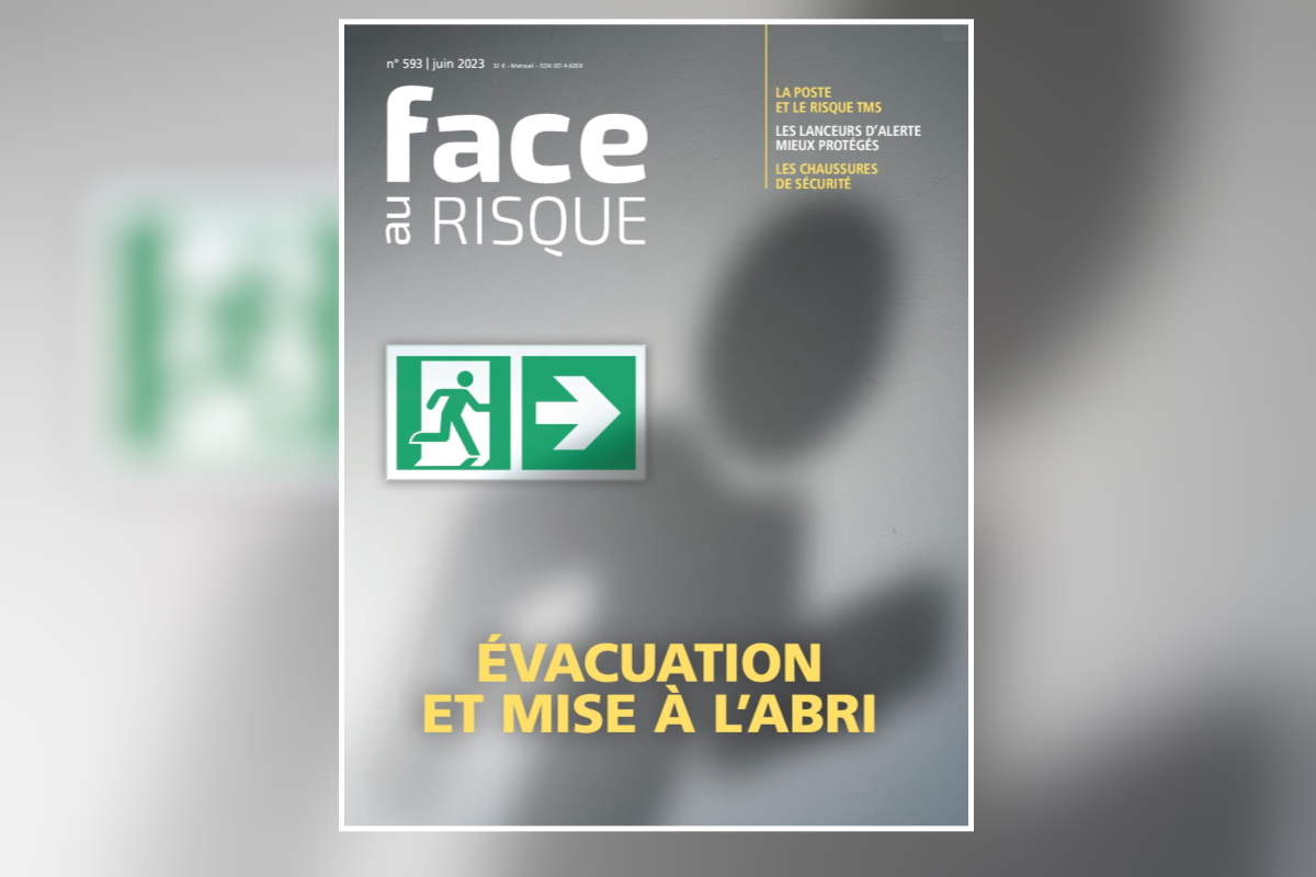 Couverture dossier évacuation et mise à l’abri Face au Risque 593 – juin 2023.. Couverture dossier évacuation et mise à l'abri Face au Risque 593 - juin 2023..