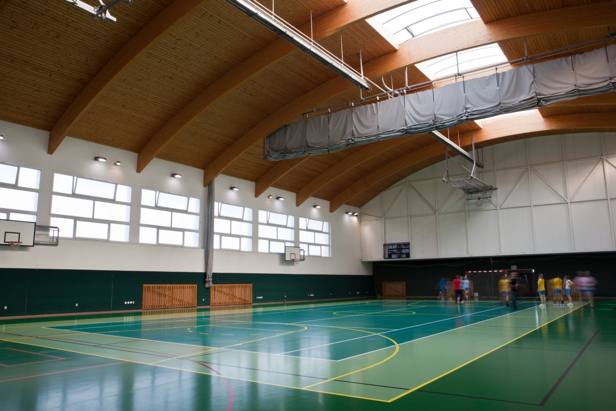 Gymnase/construction bois ERP. Crédit : lightpoet/AdobeStock